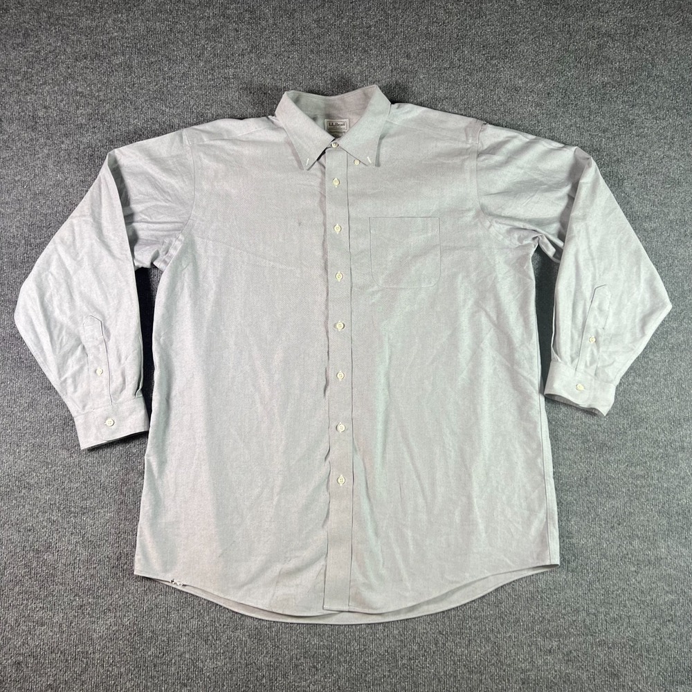 L.L. Bean Dress Shirt Men's 17.5 36 Gray Traditional Fit Button Front Business